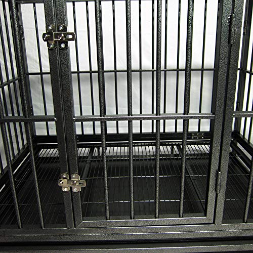 Lovinland 42" Heavy Duty Dog Cage Crate Kennel Metal Pet Playpen Portable with Tray Black