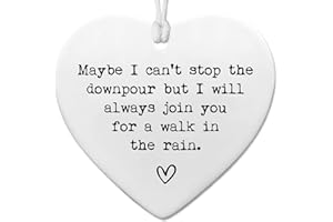 ZEARPT Maybe I Can't Stop the Downpour, Friendship Gift, Tough Time Gift, Friend in Need, Send Love to Sister, Ceramic Heart Keepsake, Bestie Gift, Sister Gifts