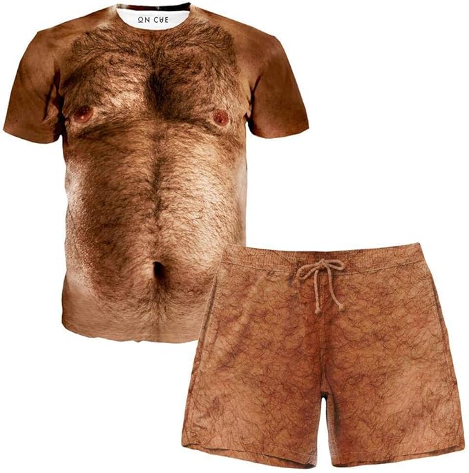 On Cue Apparel Hairy Chest TShirt and Shorts Rave Outfit