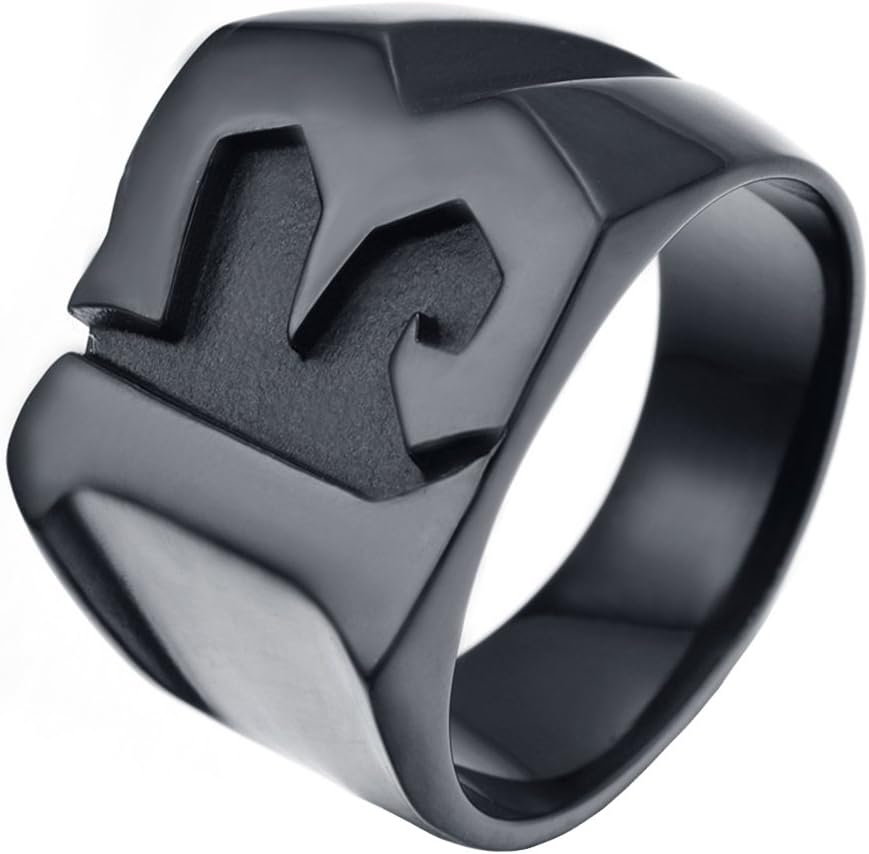 INRENG Men's Stainless Steel Lucky Number 13 Biker Ring High Polished Silver Band