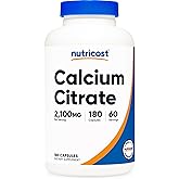 Nutricost Calcium Citrate (2,100mg) 180 Vegan Capsules, Gluten-Free | GMO-Free, 60 Servings