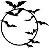 YATEASLU Metal Bat Wall Art Moon Design for Home | Halloween bat and moon metal wall decor for indoor & outdoor use in living room, bedroom, kitchen, office. 11.4 x 11.4 inches