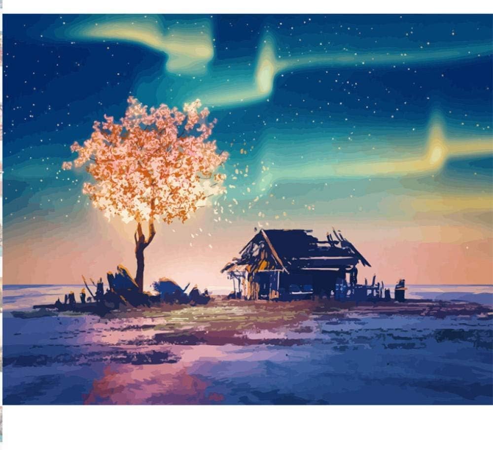 Pintura al óleo por número kit Desierto cabaña abstracta pintada a mano