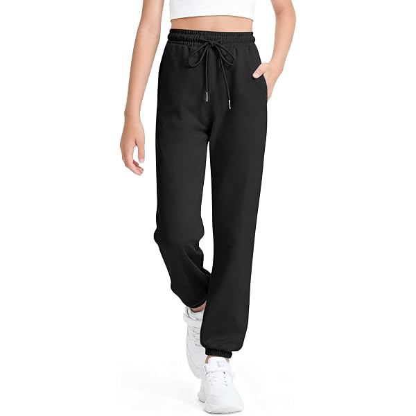 Pantalones Deportivos Holgados Para Niñas - Pierna Recta, Cintura Elástica Con Cordón, Algodón Y Poliéster, Ideales Para Colegio O Deporte