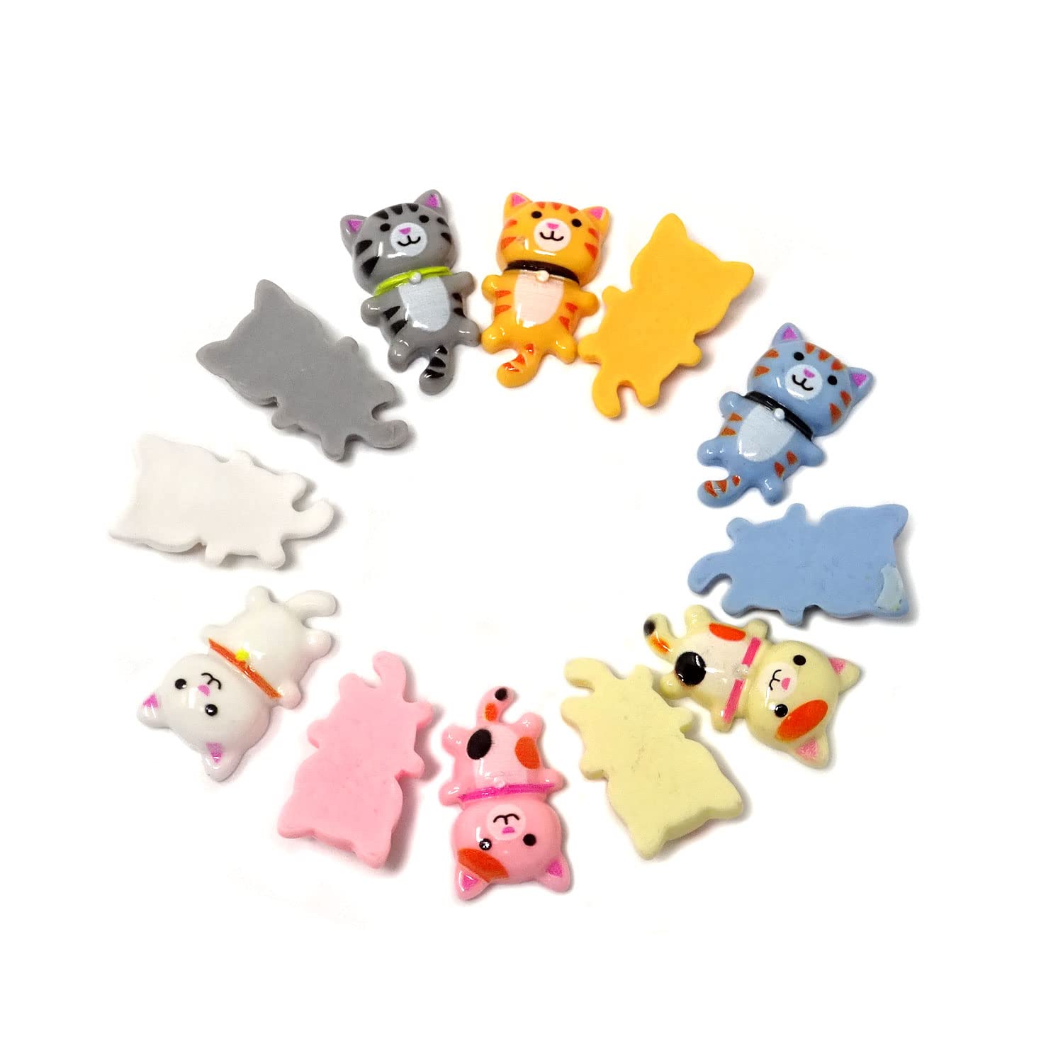 Honbay 60PCS Resin Cat Slime Charms Cartoon Animal Flatbacks Buttons Crafts Embellishment for DIY Hair Clips Phonecase Jewelry Making (6 Color)