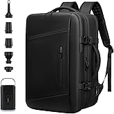 MEKOTRIN Vacuum Travel Backpack, 60L Expandable Backpack with Pump, Vacpack Backpack with Anti-Theft Lock, Water-proof Compression Work Backpack for Women Men Laptop Weekender Hiking(Black)