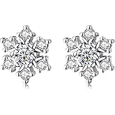 BG&WLing Snowflake Earrings for Women 925 Sterling Silver Earrings Stud with Cubic Zirconia Hypoallergenic Christmas Jewelry