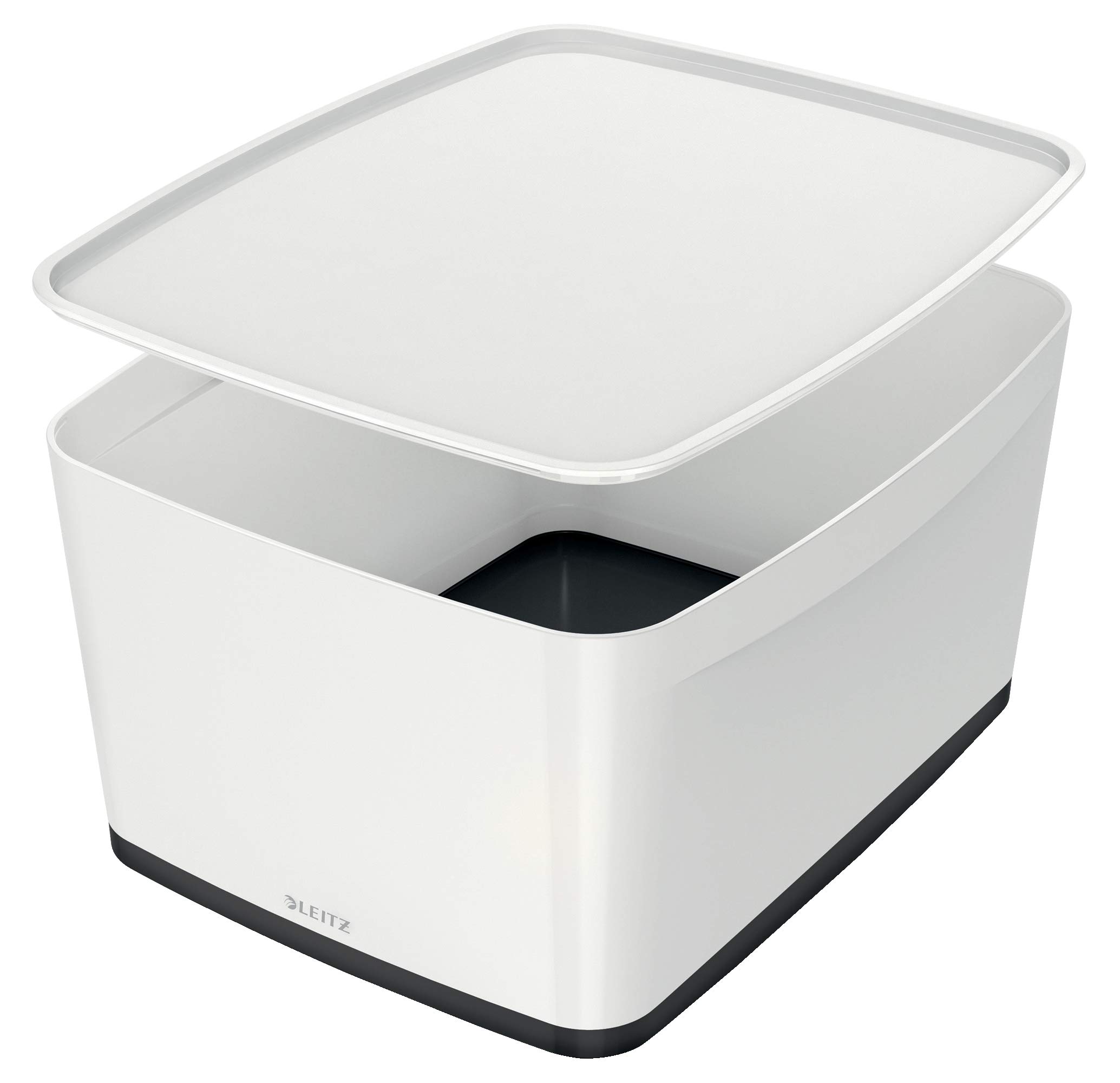 Leitz 18 Litre Storage Box with Lid, Waterproof , White/Black