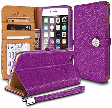 iPhone 6s Plus (5.5) Cases, iPhone 6 Plus (5.5) [Snow Fairy] Flip Cover Case [Premium Genuine Leather Kick Stand Series][Card Holder][Wallet] - [Leather Fit][Wrist Strap] Bull Leather Case Purple
