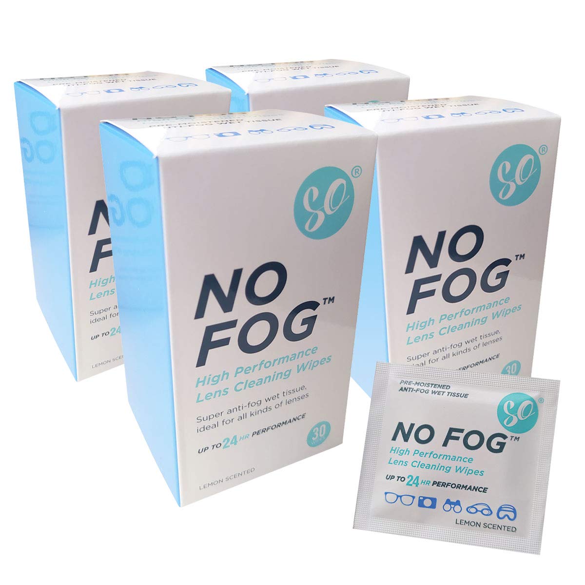 SO No Fog Anti-Fog Wipes - Steamed Up Glasses Cleaning, Lens Cleaning 120 Pack
