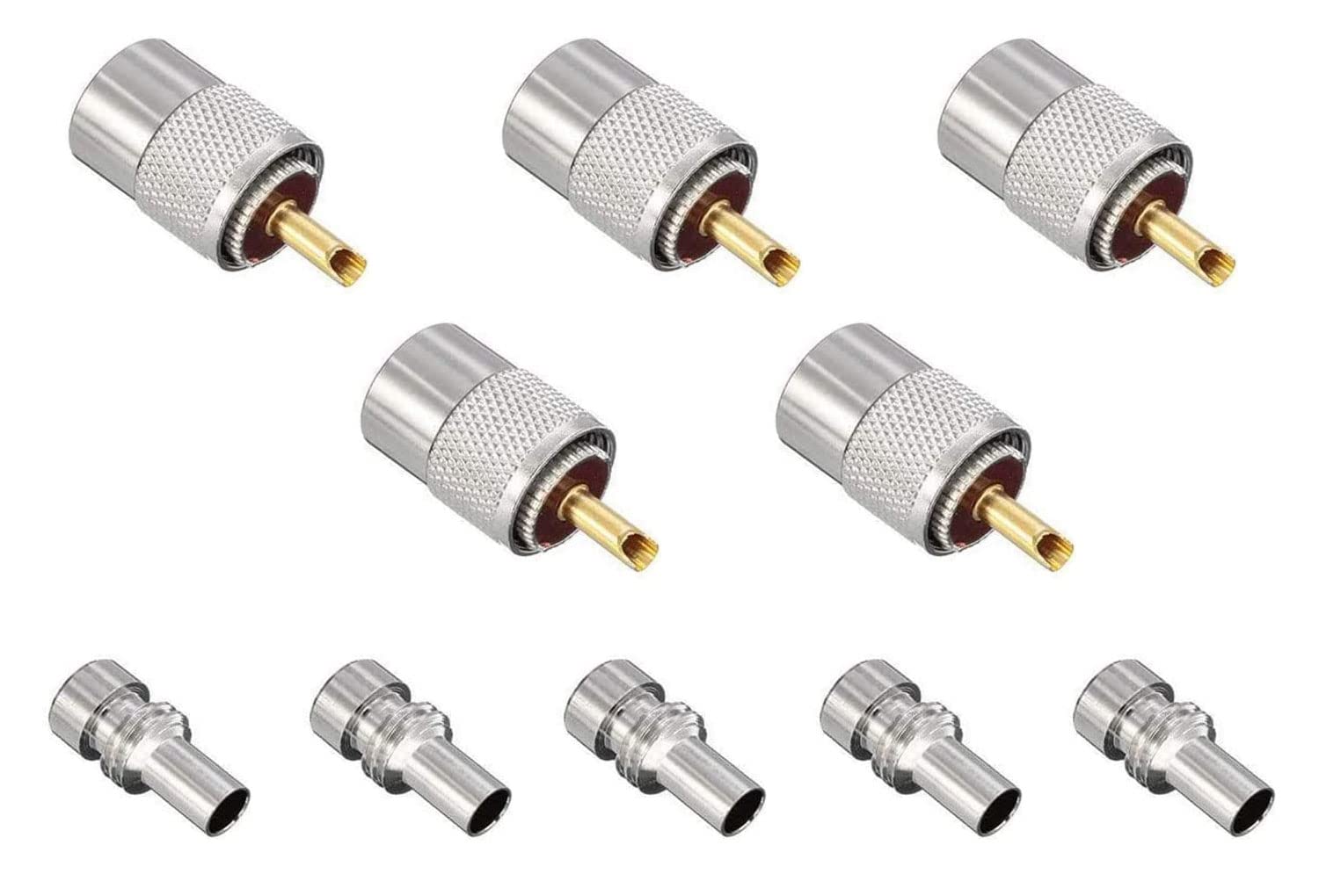 Photo 1 of 5 Pack UHF PL259 Solder Connector Plug with Reducer for RG8x, RG8, RG59, LMR-400, RG-213 Coaxial Coax Cable?Teflon Material 50ohm Low Loss RFAdapter Compatiable with Ham Radio Antenna (5-Pack)