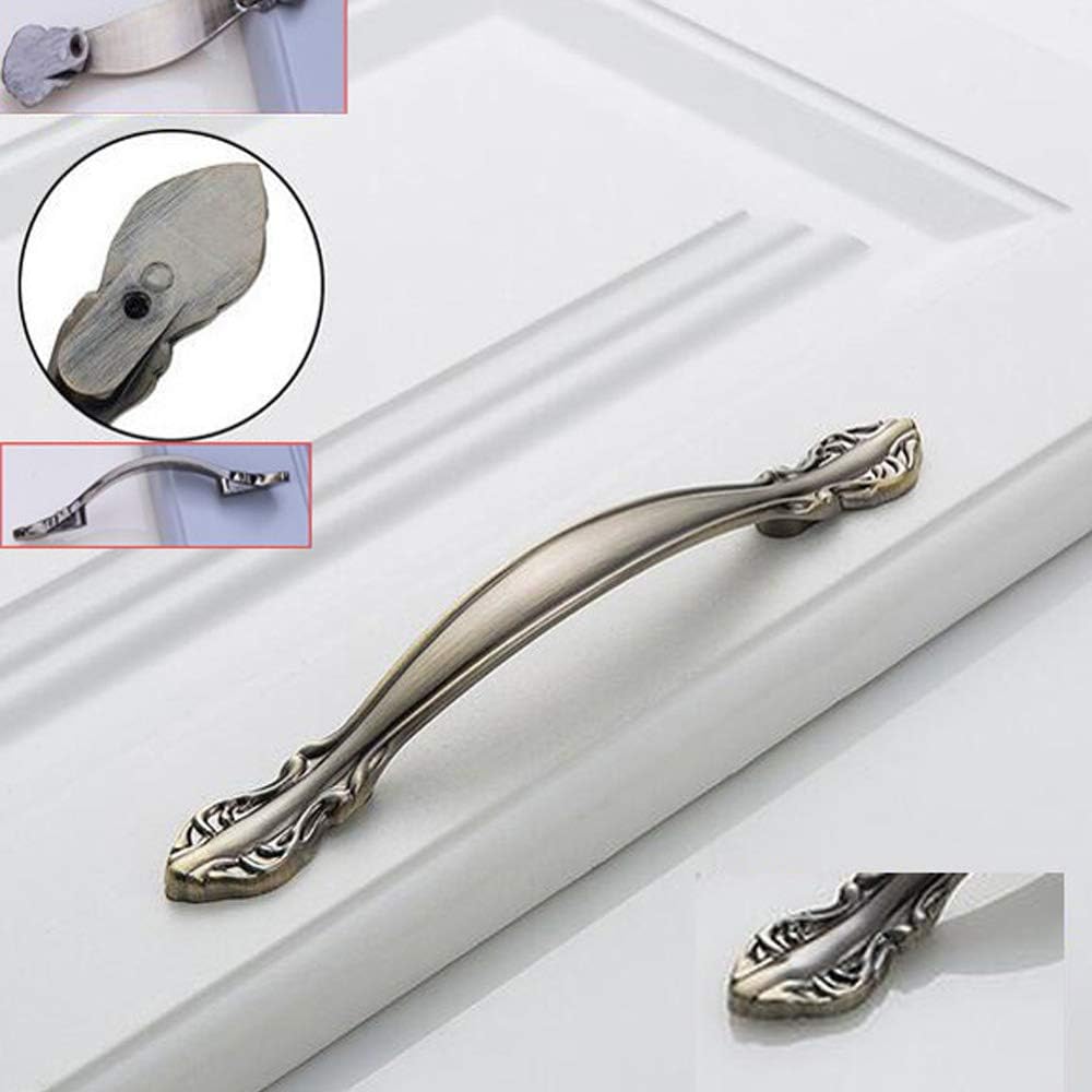 KanDery 6PCS Vintage Cabinet Handles, Furniture Door Pull Handles, Antique Bow Pulls, 128mm Hole Center, Green Bronze - Image 5