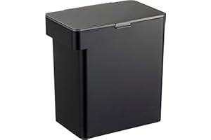 Yamazaki Home Tower Airtight Pet Food Storage Container - Cat And Dog Food Holder Bin With Transparent Lid And Handle - Large - Abs Plastic - 15 Lbs., 3.17 Gallons, 12 Quarts,Black