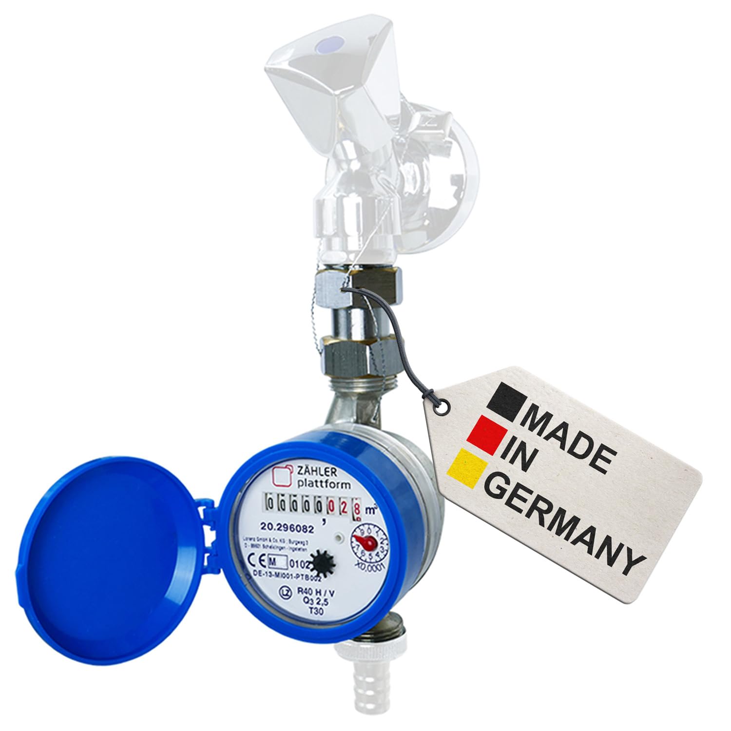 ZÄHLER plattform Water Meter Garden Calibrated 2025 Water Meter Made in Germany Garden Water Meter Tap Qn 1.5 BL 110 mm 3/4 Inch