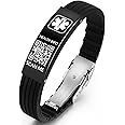 Theluckytag Medical Bracelets for Men Women with QR Code Medical Alert ID Bracelets for Sport Travel - Silicone Waterproof Wristband Fits Wrists Up to 8 inches - More Space Custom Emergency Medic ID Alert Information