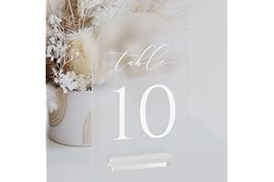 JINMURY Frosted Arch Table Numbers for Wedding, 5x7 Inch Acrylic Table Numbers 1-10 with Stands, Frosted Acrylic Arch Tableto