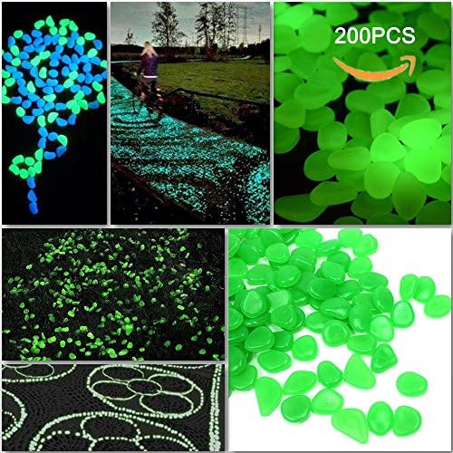 AIWANT Garden Pebbles,Glow In The Dark,200pcs Patio Lawn Yard Rock,Fish Tank Pebbles Rock (GREEN)