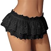 Eeghurt Sissy Lace Panties Men Ruffled Panties Thongs Mini Skirt Thongs Gay Lingerie (Color : Black, Size : 1pc) One Size