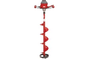 Eskimo E40 Electric Ice Fishing Auger, Full Power 40v Lithium-ion Battery, Lightweight Powerhead, Turbo Cutting System, Multi-Edge Blades, Red