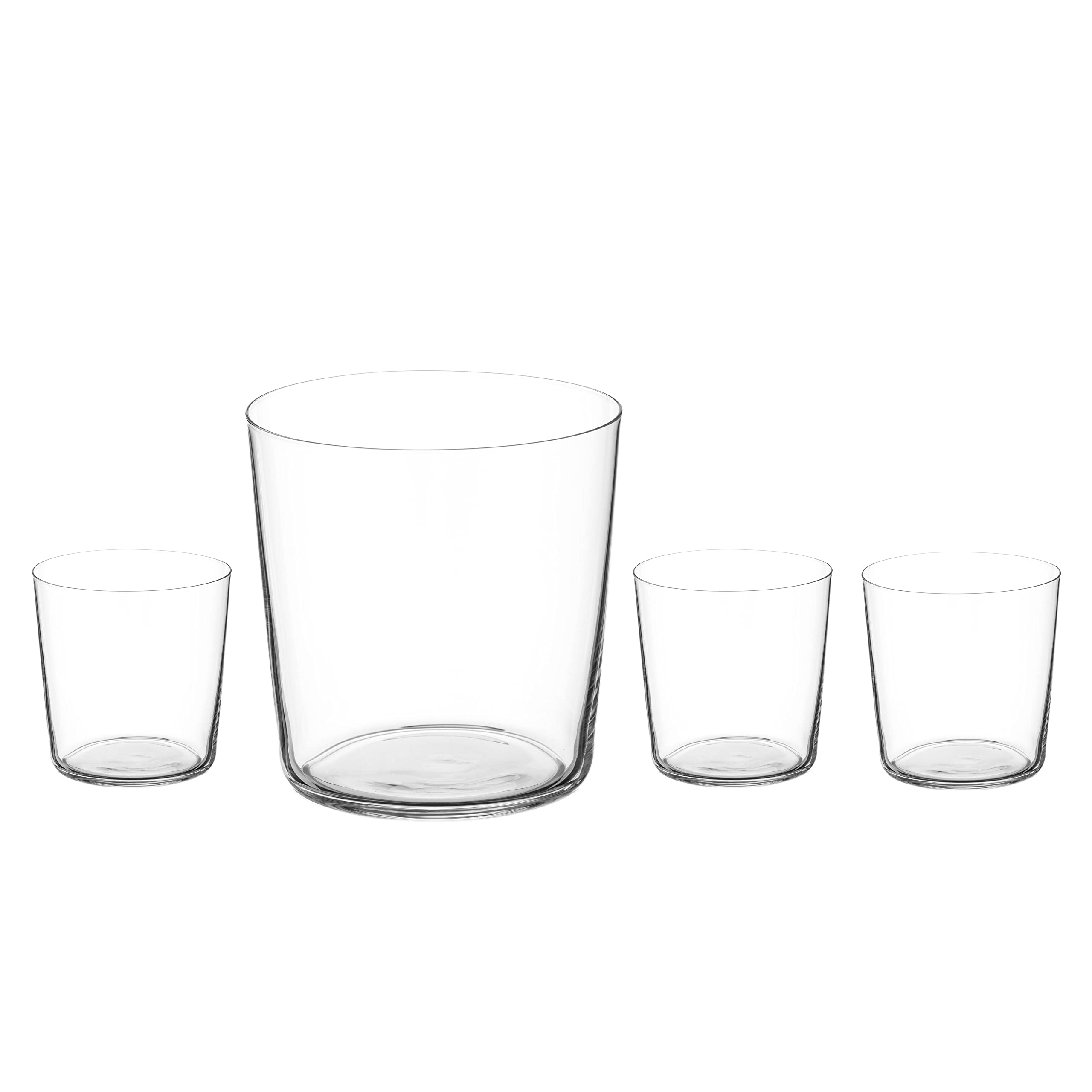 DIAMANTE Glass Crystal Tumbler Set - 'Slender Short' - Light & Thin-Walled Drinking Glasses - Ideal All Rounders, Iced Coffee, Cocktails, Water, Soft Drinks - Set of 4