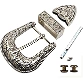 ToSSme Western Cowboy Buckle 38MM Antique Silver Belt Buckle Set 1.1/2" Wide Men's Buckle