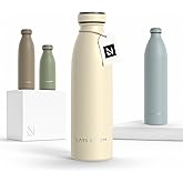 LARS NYSØM Stainless Steel Insulated Water Bottle 12oz 17oz 25oz 34oz 51oz | Insulated Thermo Flask for Hot and Cold Beverages | Leakproof Drinking Bottle (Almond Beige, 17oz)