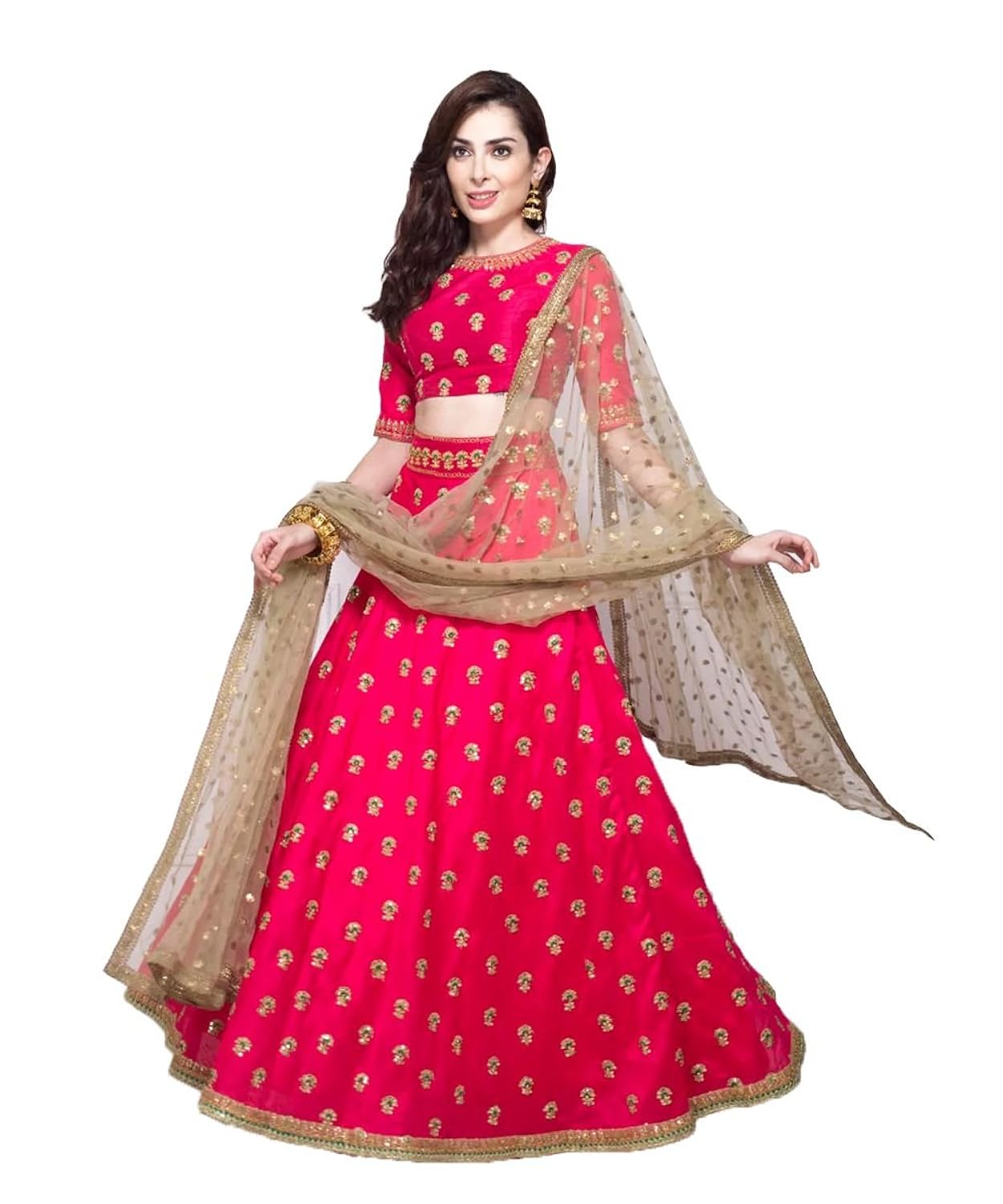shivam embroidery women's silk pink lehenga cholis(nt531_pink_free size)