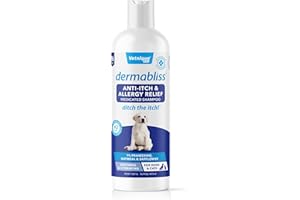 Vetnique Labs Dermabliss Dog Allergy and Itch Relief, Skin and Coat Health Supplements and Grooming Supplies with Omega 3-6-9, Biotin - Ditch The Itch (Itch Relief, 16oz Shampoo)