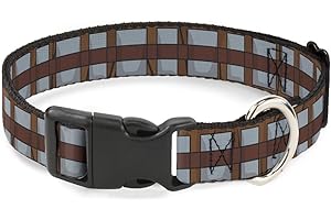 Buckle-Down Dog Collar Plastic Clip Star Wars Chewbacca Bandolier Bounding Browns Gray 18 to 32 Inches 1.5 Inch Wide, Multi Color (DC-BKSR-WSW109-1.5-L)
