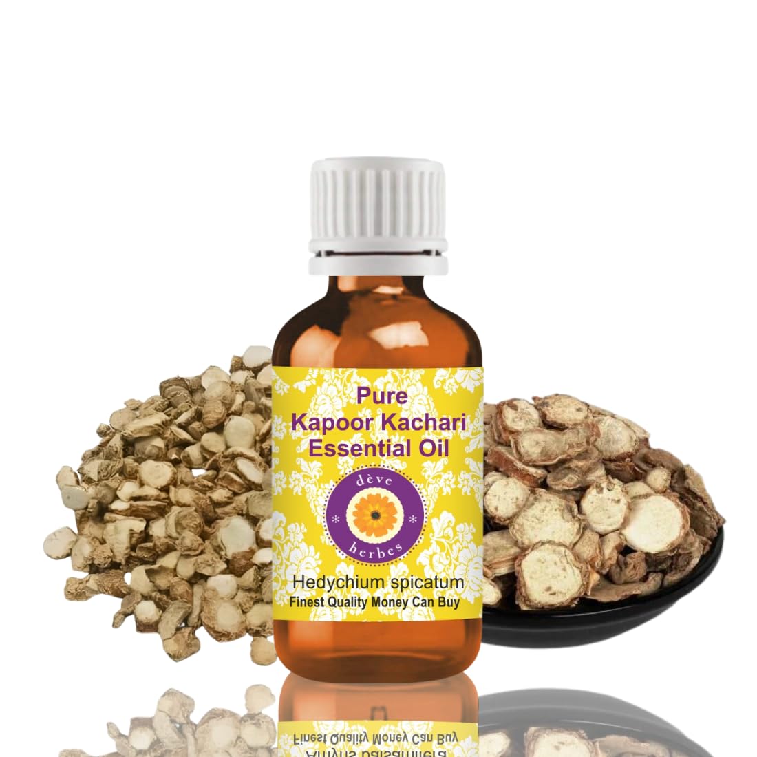 Deve Herbes Pure Kapoor Kachari Essential Oil (Hedychium spicatum) Non-Sticky | Non-Greasy | for Aromatherapy, Massage & DIY Use | Steam Distilled 30ml