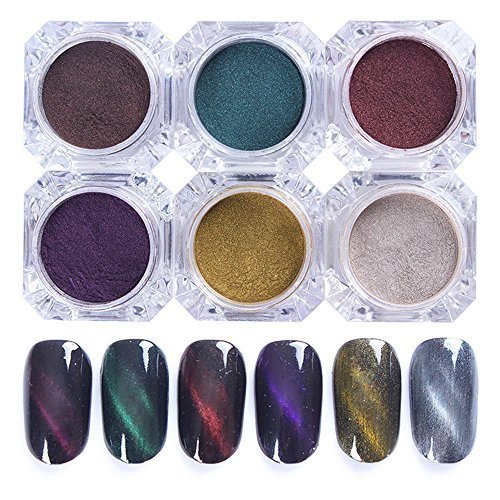 NICOLE DIARY 6 Colors Nail Magnetic Powder 3D Cat Eye Magic Glitter Dust Manicure Nail Art Pigment With Magnet