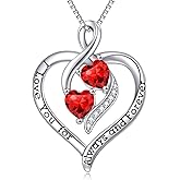 Hancock Forever Love Heart Birthstone Necklaces for Women 925 Sterling Silver Women Pendant Necklace, Mother’s Day Birthday Anniversary Jewelry Gift for Woman Mother Mom Wife Her