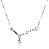 AOBOCO Sterling Silver Zodiac Necklace Embellished with Crystals from Austria, 12 Constellation Horoscope Astrology Necklace, Anniversary Birthday Jewelry Gifts for Women