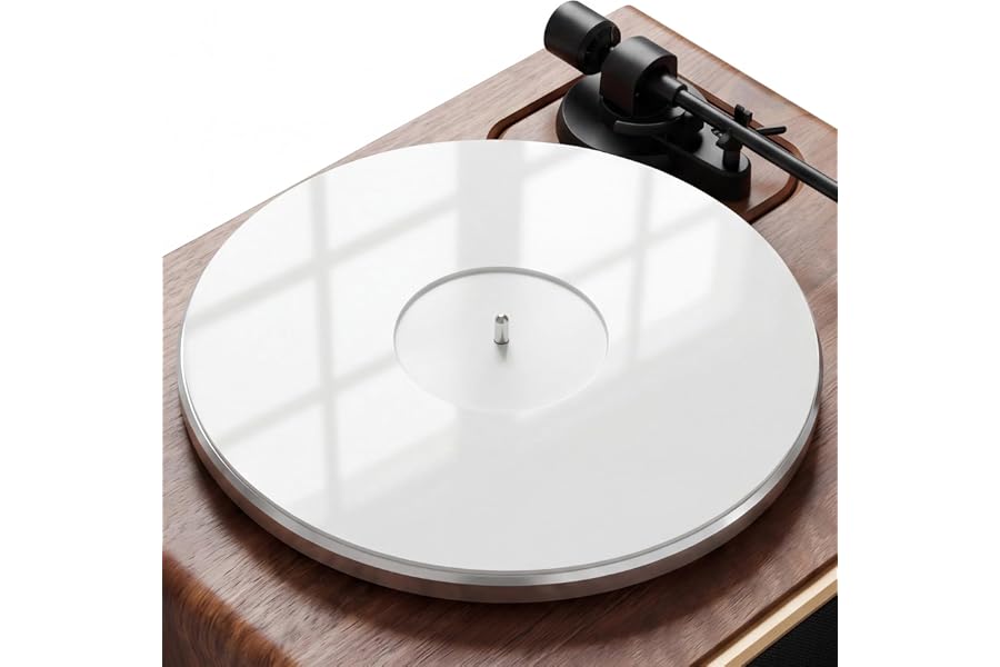 Avelis Acrylic Turntable Mat, Premium White Vinyl Slipmat Designed for All 12 in LPs, 295 mm Anti Static HiFi Platter Mat with Precision Fit and Smooth Handling, Record Player Accessories