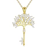 POPLYKE Tree of Life/Butterfly Necklace for Women 925 Sterling Sliver Tree of Life Key Necklace Key Necklace Butterfly Necklace Pendant Tree of Life Jewelry Gifts for Women Christmas