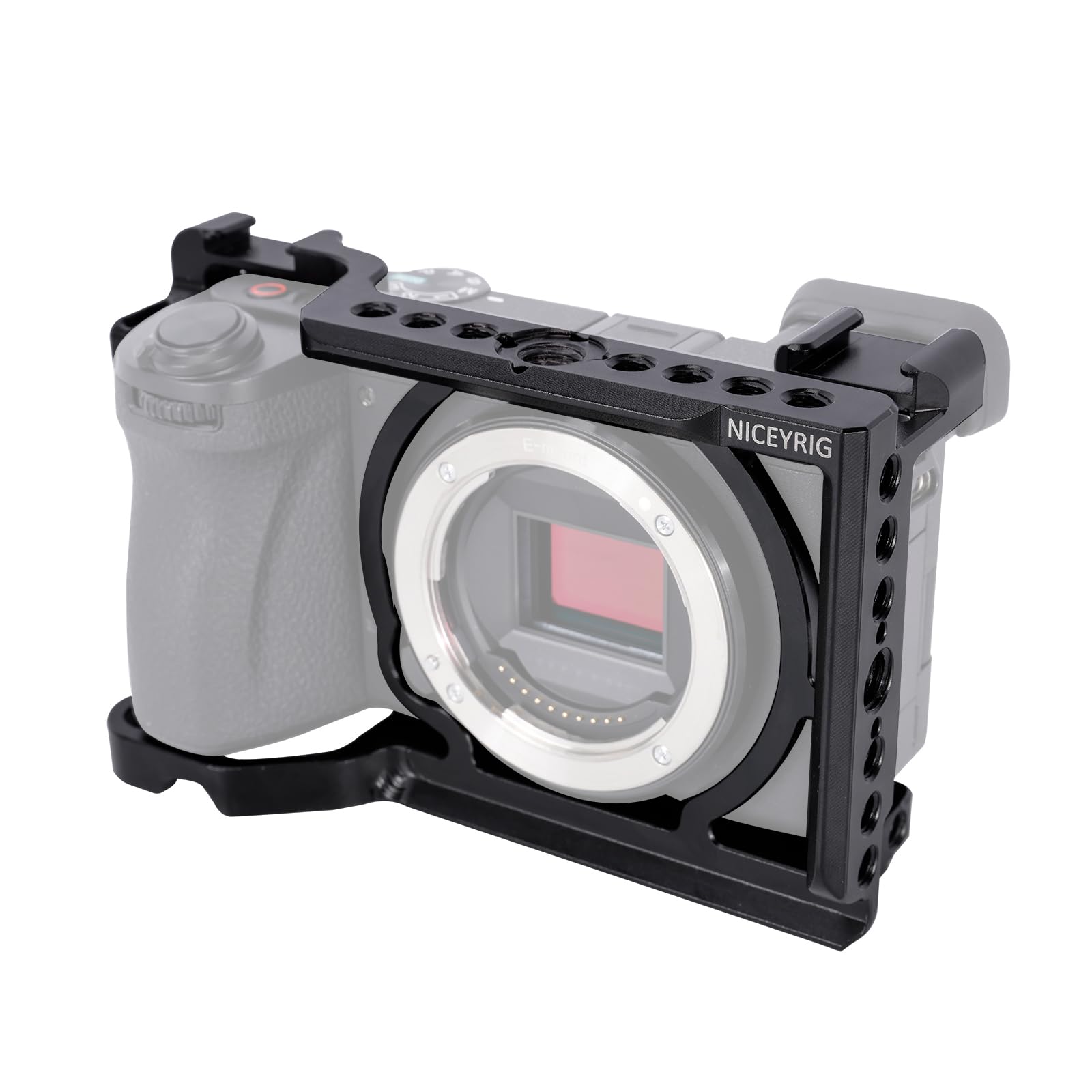 NICEYRIG Cage for Sony Alpha A6700 Mirrorless Camera, with QD Hole, NATO Rails and Cold Shoe Mounts - 567