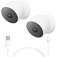 Google Nest Cam Outdoor or Indoor, Battery - 2nd Generation 2 Pack with Extra Replacement Cable