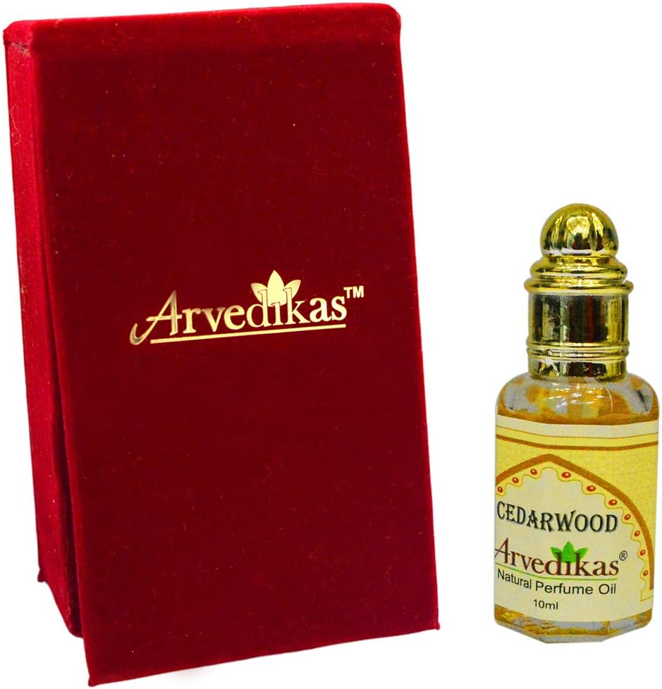 Arvedikas - Alcohol Free Perfume Oil Fragrance Blends Well Essential Long Lasting for Men and Women (Unisex) Glass Roll on Bottle with Golden Cap Attar/Ittar 10ml (Cedarwood)