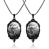 WCRAZYE Gothic Bat Necklace for Men Women Vintage Gothic Rope Chain Witch Bat Choker Dark Punk Style Glass Pendant Necklace Victoria Emboss Cameo Necklace Mystic Witch Halloween Jewelry Gift Accessories