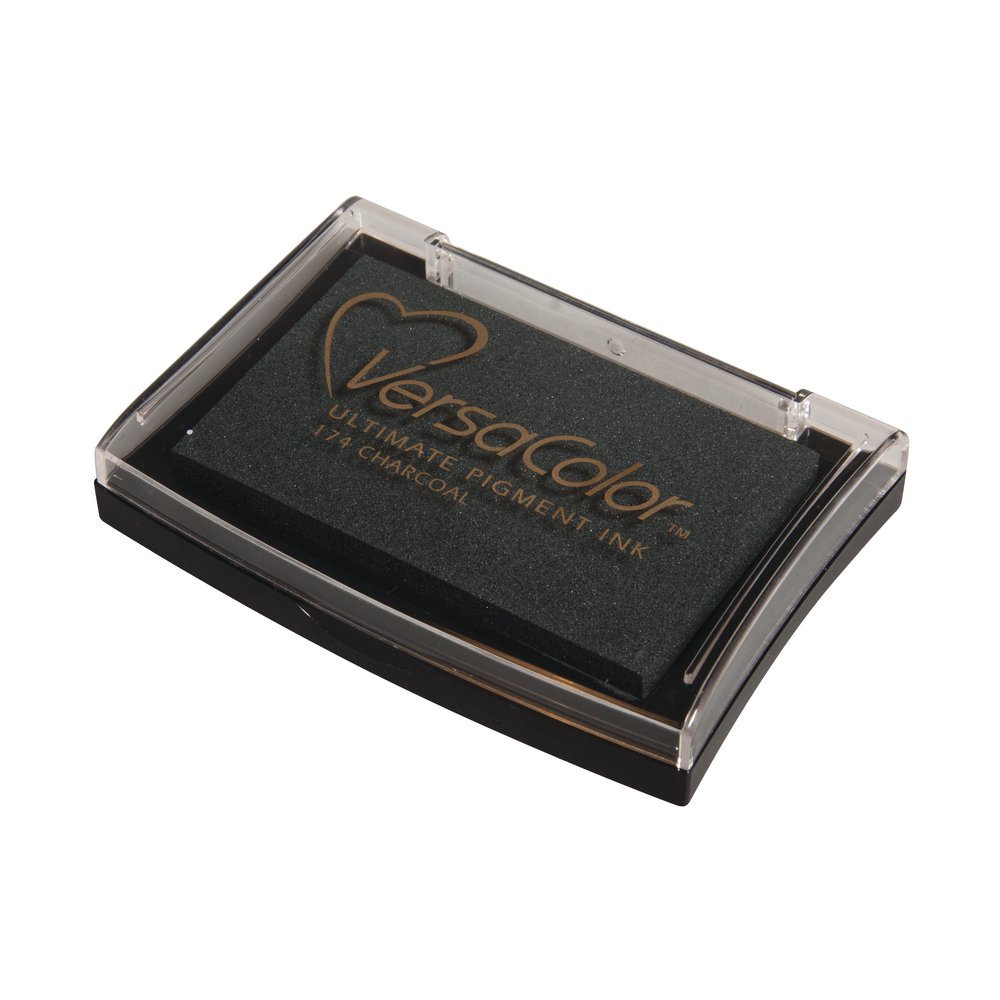 Rayher Versa Color Stamp Pad for Papercrafts, Card Making and Scrapbooking, Pigment Ink Pad for Stamping and Embossing, Charcoal, 9.6 x 6.3 x 1.8cm, 29017570