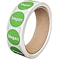 Vegan Food Labeling Stickers, 1 Inch Round [500 Labels per Roll]