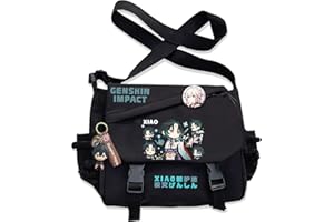 Dalicoter Genshin Impact Handbag Furina Crossbody Bag Single Shoulder Bag Adult Anime 3D Print Backpack Black Bag
