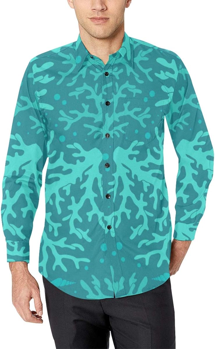 N\A Print Dress Shirts Printed Dress Shirts for Men Beautiful Blue