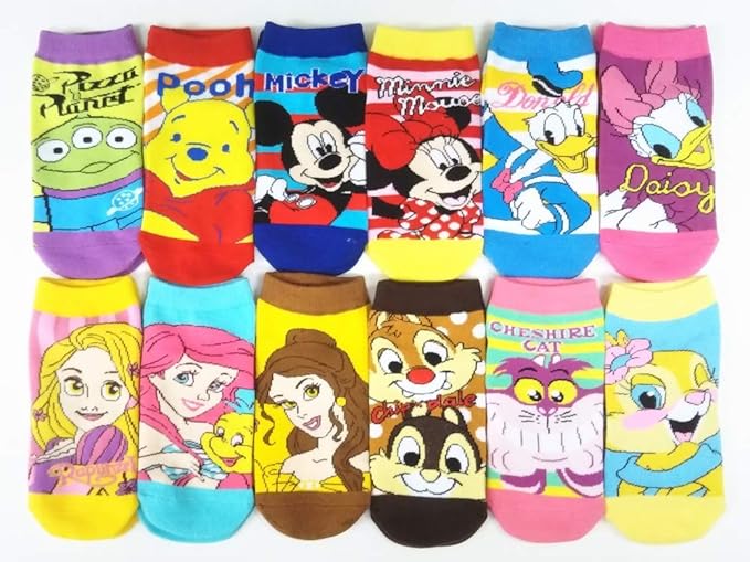 Amazon ディズニー キャラクターくつ下 ショートソックス セレクト靴下12足組 ミッキーマウス ドナルドダック トイストーリー くまのプーさん デイズニープリンセスなど 靴下 タイツ 通販