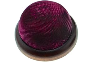 ChezMax Sequins Pincushion Holder Wooden Base Pin Cushion Sewing Needle Holder Handmade Clip Stand Sewing Accessories for Sewing Master DIY Home Use Red