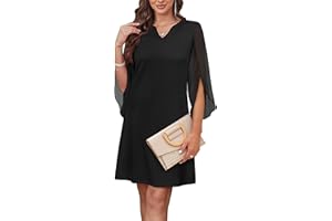 RUMIA Cocktail Dresses for Women Chiffon Sleeve Wedding Guest Dress (XS-3XL)