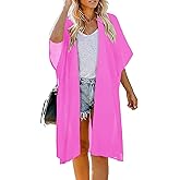 Indian Trendy Women's Solid Puff Sleeve Kimono Long Cardigan Loose Cover Up Casual Blouse Top Chiffon