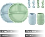 PandaEar Silicone Baby Weaning Set 2 Plates 2 Sippy Cups 2 Spoons Forks view 2