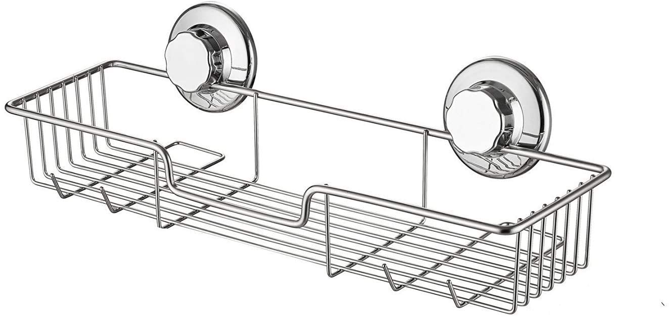 SANNO Suction Cups Suction Shower Caddy Shower Organiser Bath Shelf Storage Organizer No Damage Suction Cup, Rustproof Multi-functional Combo Basket - Rustproof Stainless Steel