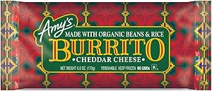 Amy's Frozen Cheddar Cheese Burrito, Made with Organic Beans and Rice, 6.0 Ounces